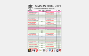 Le calendrier des seniors 2018-2019